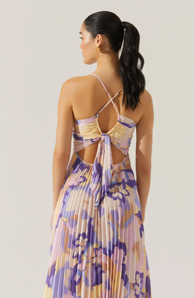 BLYTHE FLORAL PLISSE MIDI DRESS