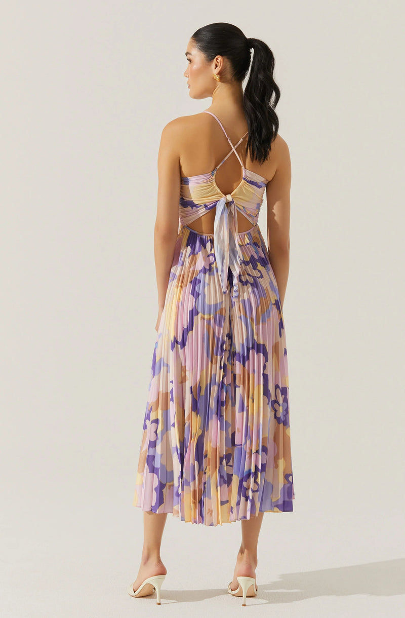 BLYTHE FLORAL PLISSE MIDI DRESS