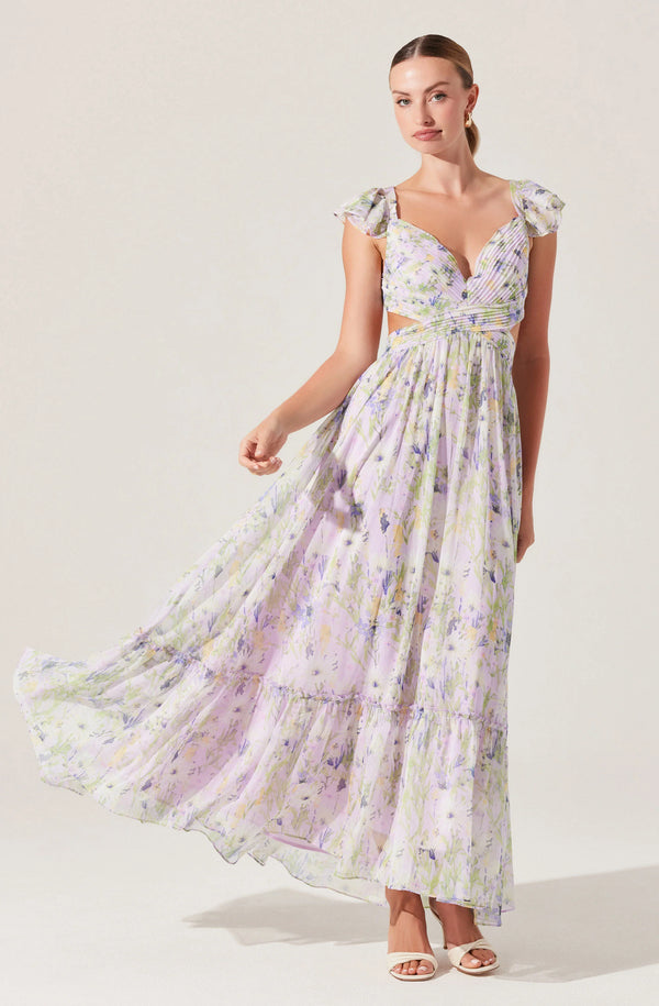 PRIMROSE FLORAL STRAPPY BACK MAXI DRESS