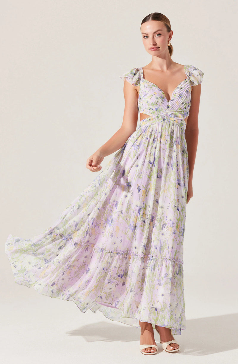 PRIMROSE FLORAL STRAPPY BACK MAXI DRESS