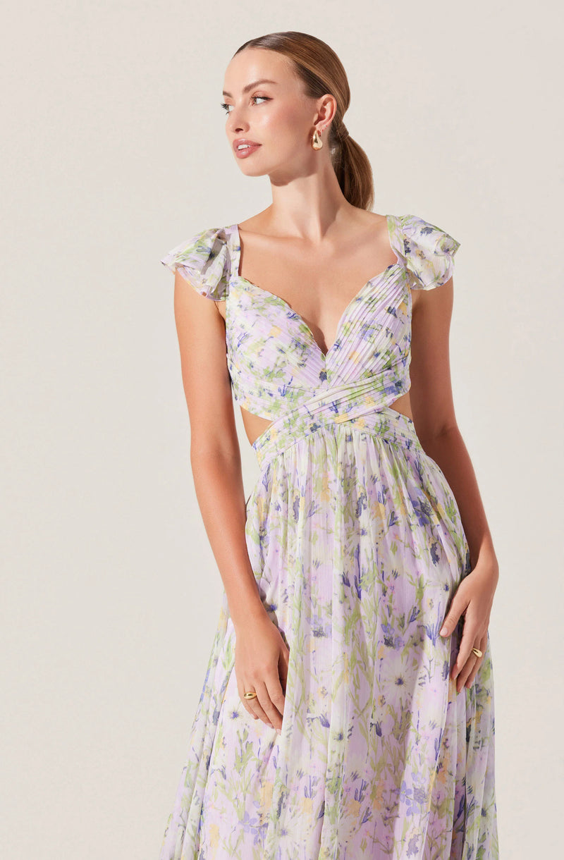 PRIMROSE FLORAL STRAPPY BACK MAXI DRESS