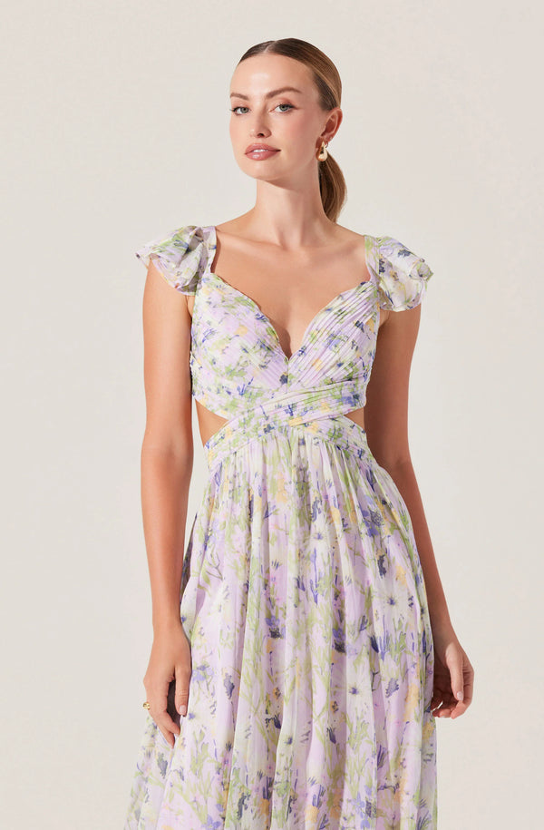 PRIMROSE FLORAL STRAPPY BACK MAXI DRESS