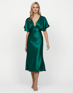 ALORA SATIN MIDI DRESS