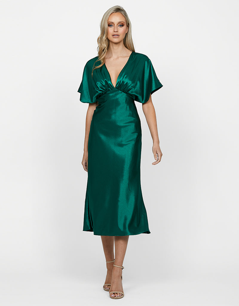 ALORA SATIN MIDI DRESS