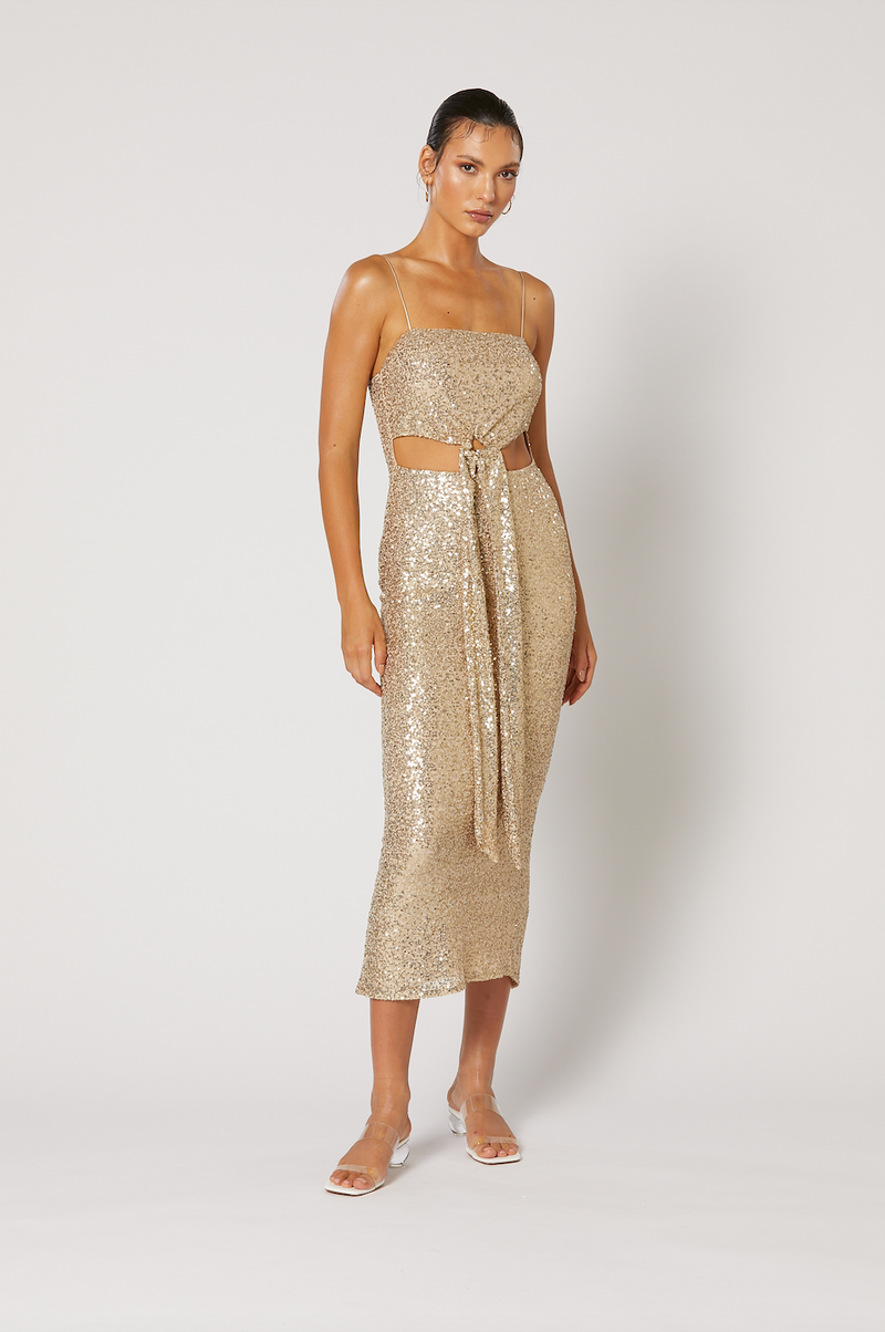 VAL SEQUIN GOLD MIDI